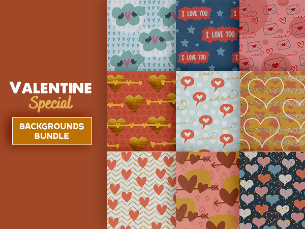 100 Valentine's Day Backgrounds Bundle | Extended License