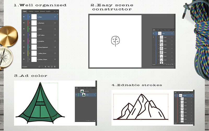 Features Of Summer Camp Graphics Included
