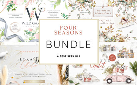 400+ Four Seasons Flower Graphics Bundle | Extended License
