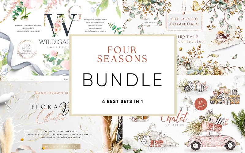 400+ Four Seasons Flower Graphics Bundle Feature Image