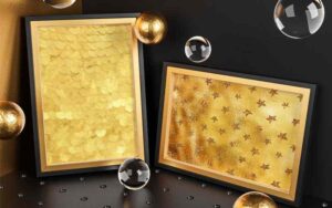 Framed luxury gold textures on display from The Gold Backgrounds Collection.