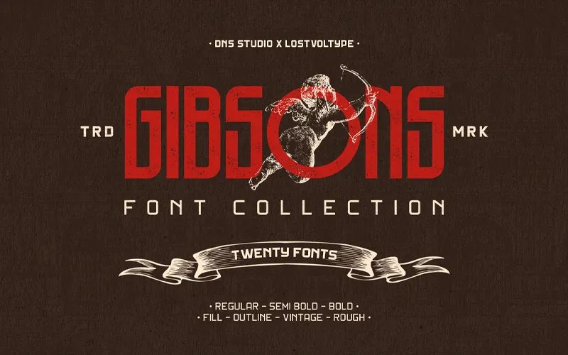 Popular Vintage Fonts Family - Gibsons