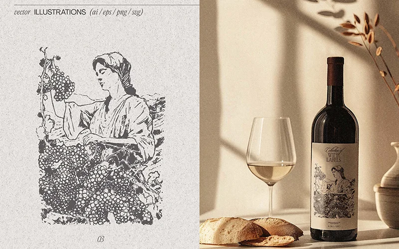 hand drawn wine illustrations