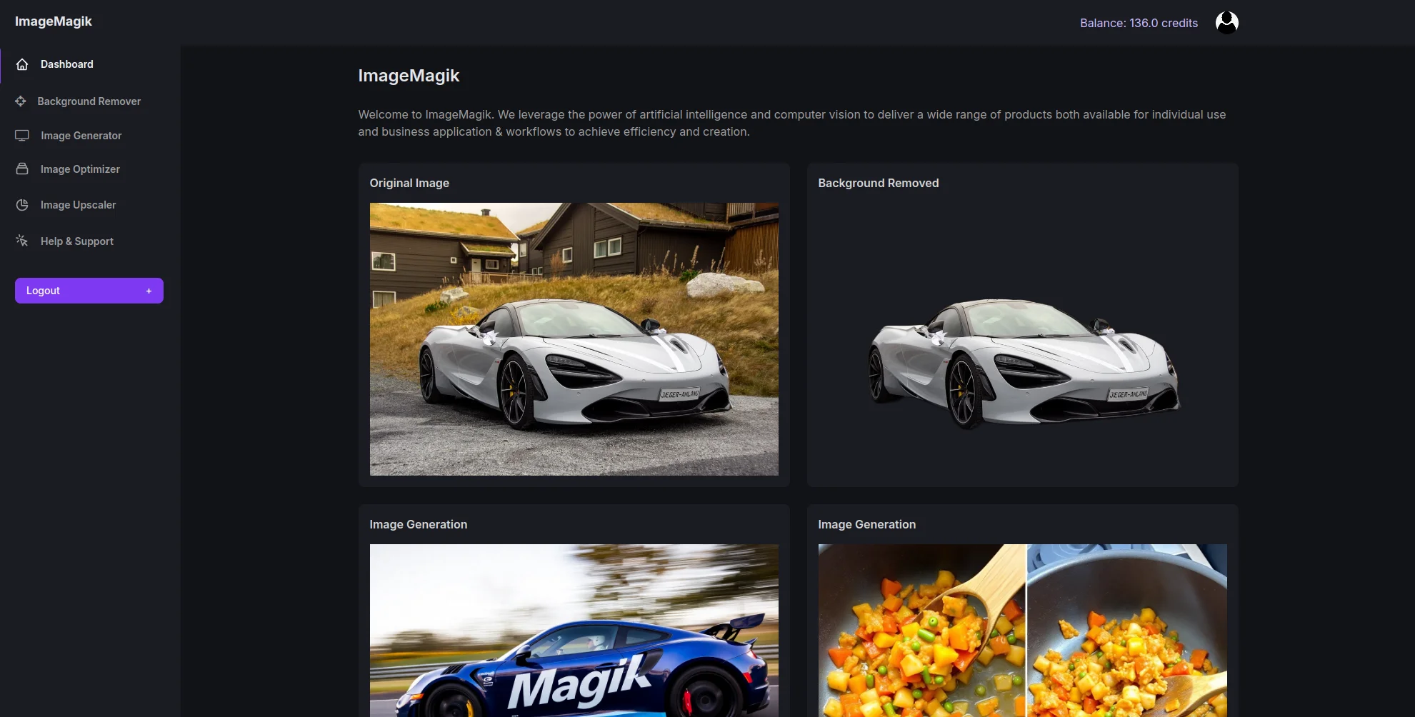 Dashboard UI ImageMagik