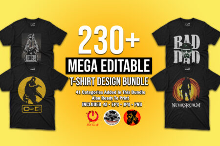230+ mega editable t-shirts design bundle