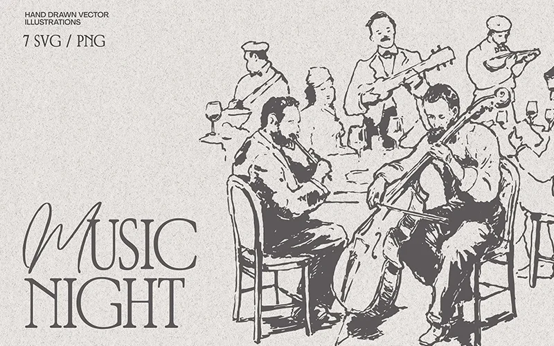 Music night illustrations preview