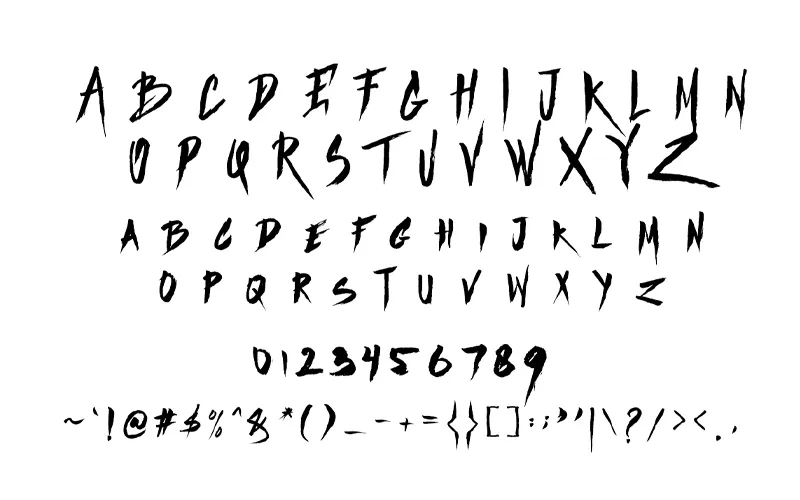 Special characters included in the Mutiara Brush Font Typeface