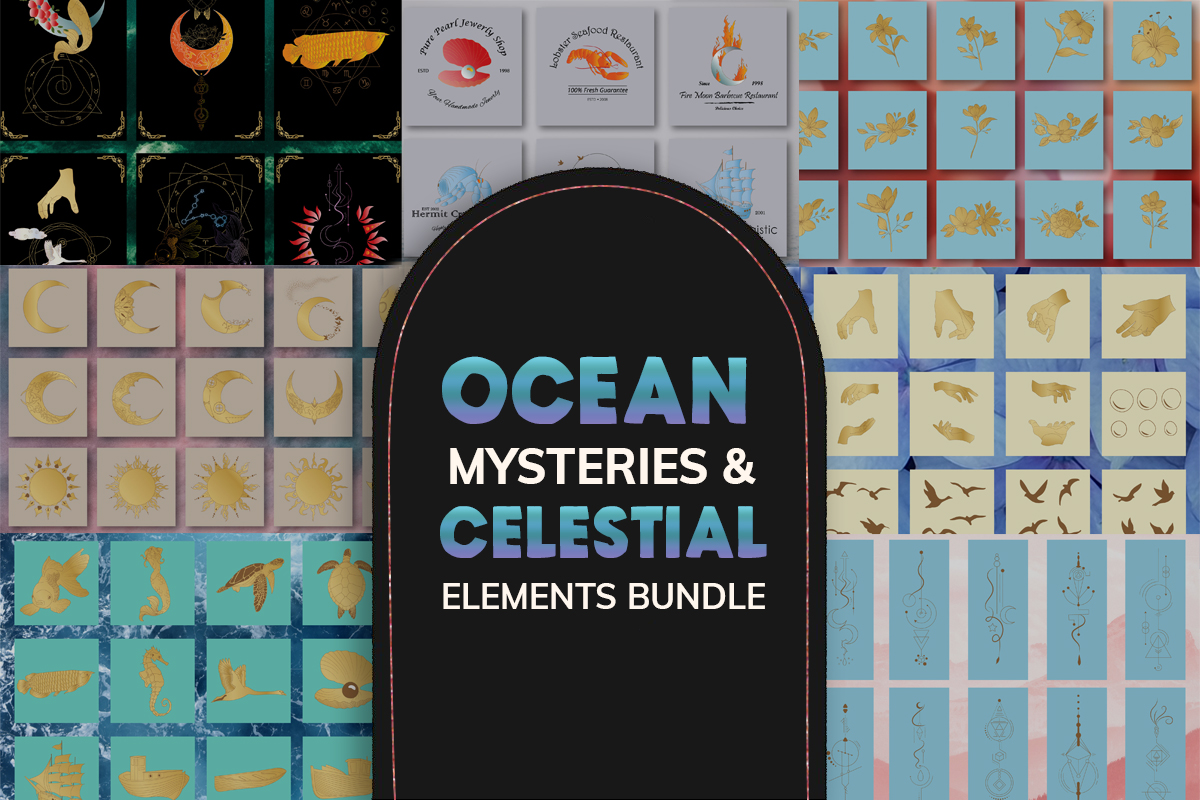 220+ Ocean & Celestial Design Elements Bundle Feature Image