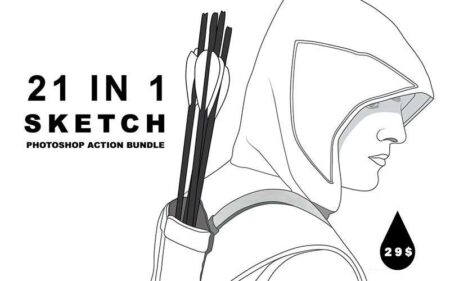 21 Photoshop Sketch Actions Bundle | Extended License