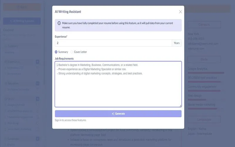 Resmume-Writing-Assistant