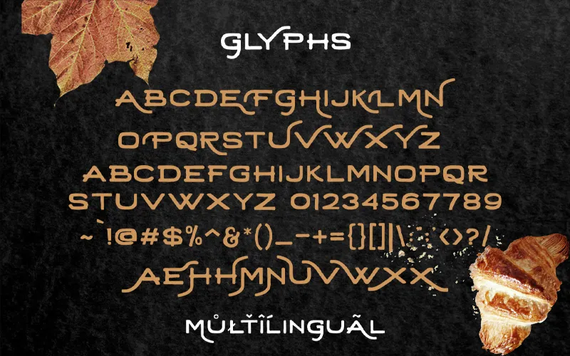Special characters included in the Retrica Font