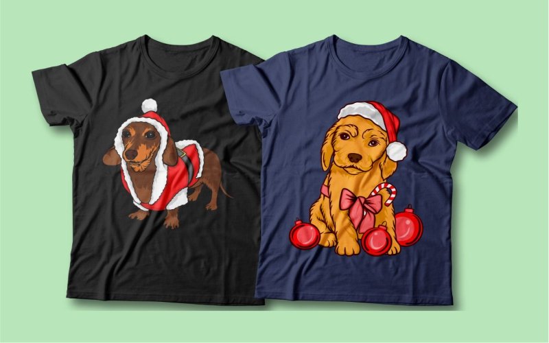 Santa dog vector t shirt mockup