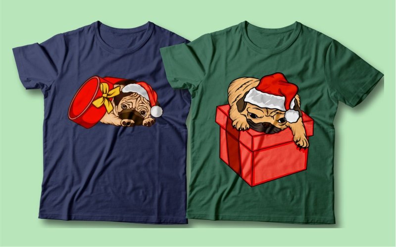 Santa dog vector t shirt mockup