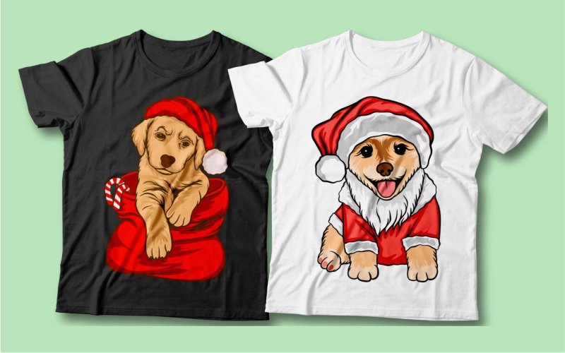 Santa dog vector t shirt mockup