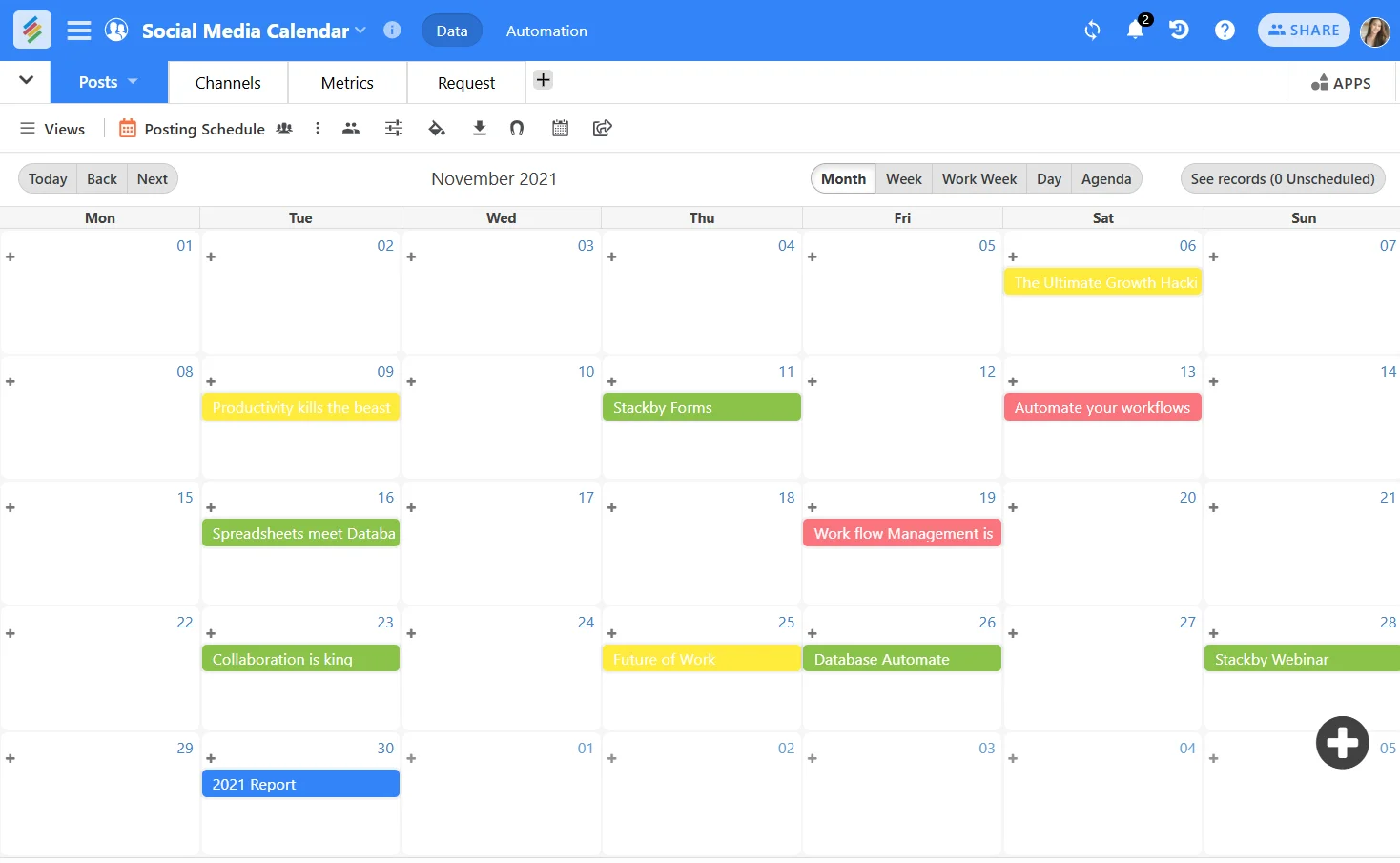 Calendar View Feature Of Stackby - Online Spreadsheet Software