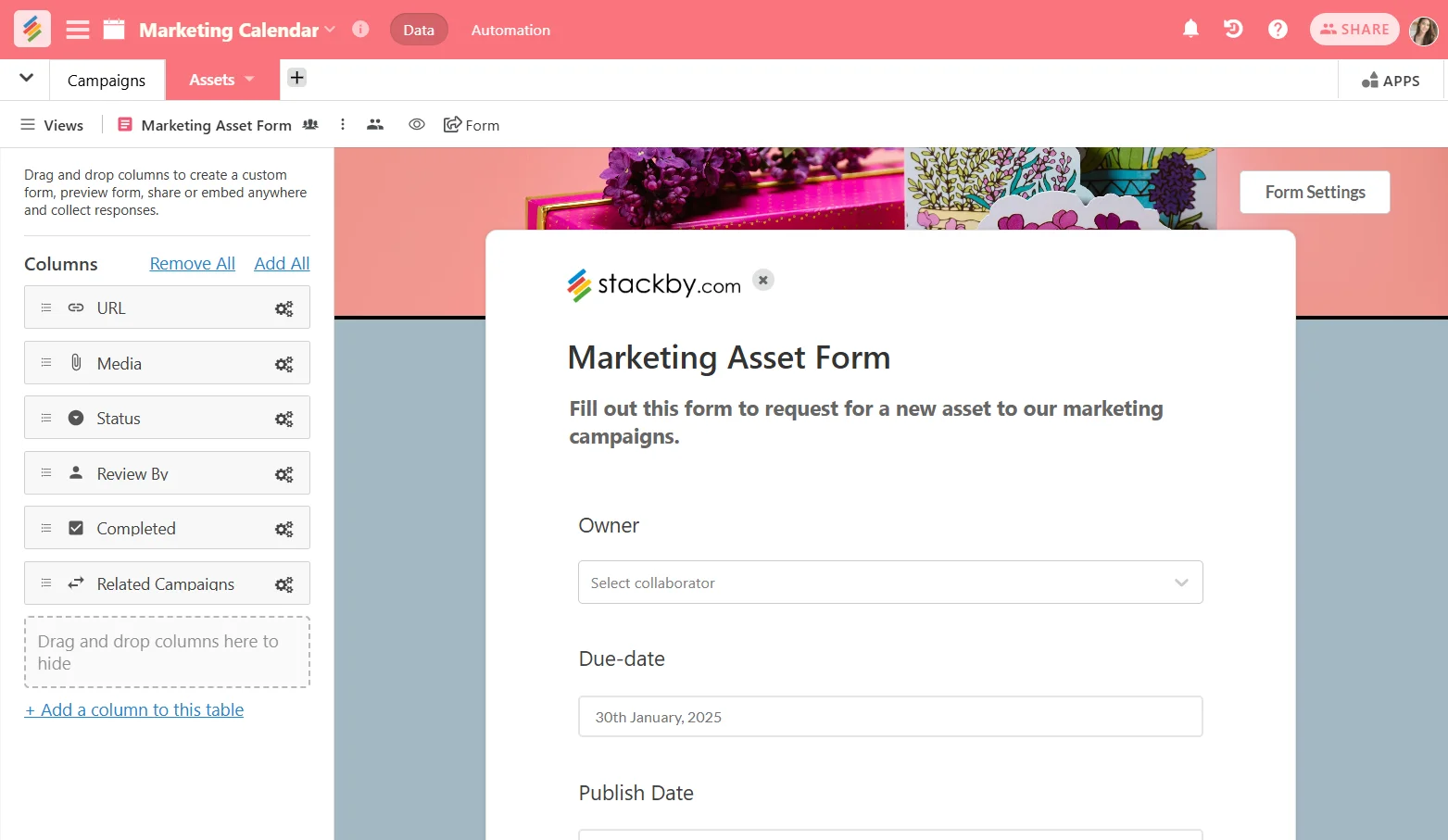 Create Custom Forms Using Stackby - Online Spreadsheet Software
