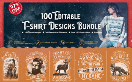 100 Editable t-shirt design bundle