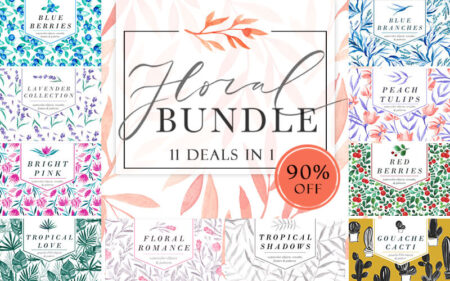 11-In-1 Floral Watercolor Graphics Bundles Pack | Extended License
