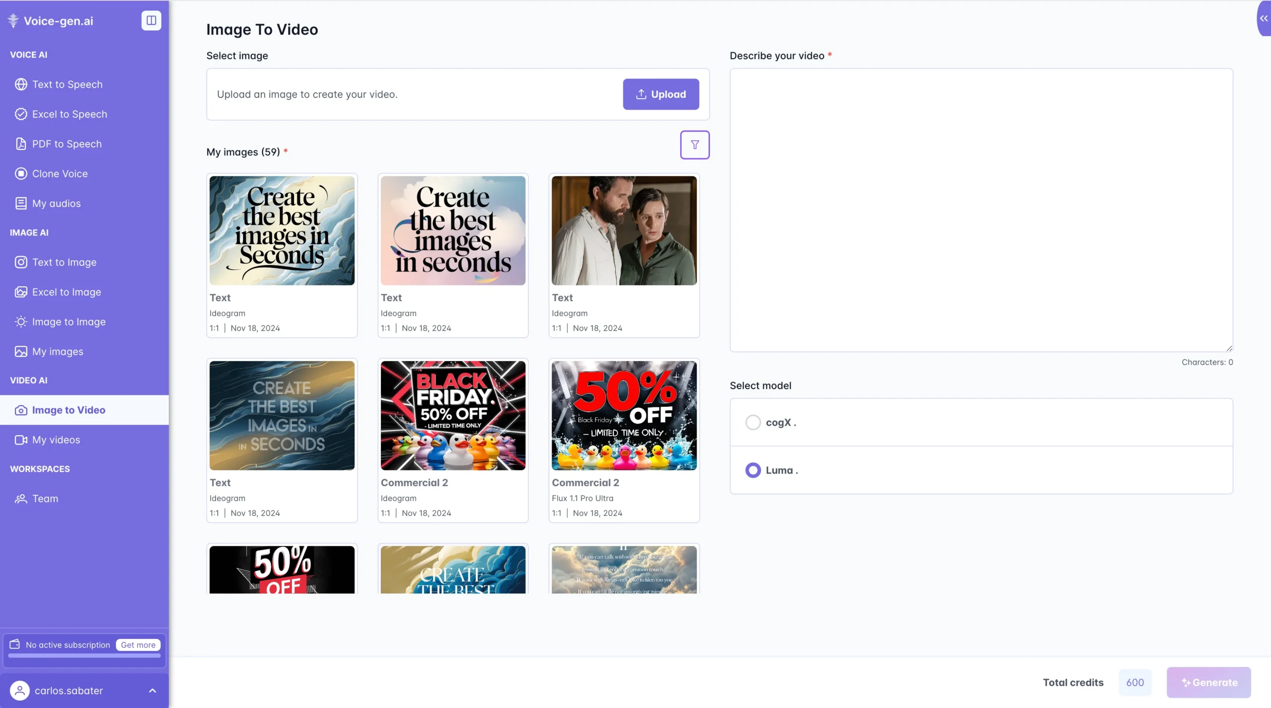 Image to video UI Feature