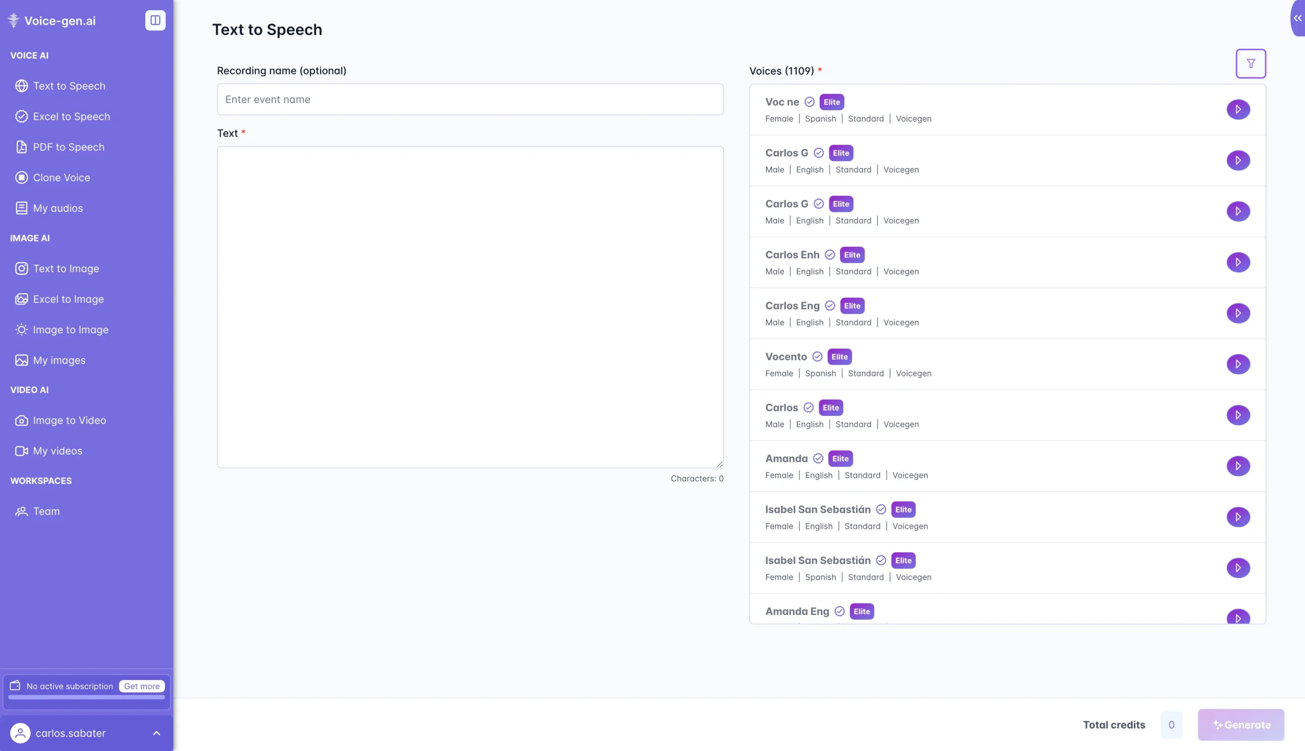 VoiceGenAI - AI Visuals Generator Text to Speech Feature