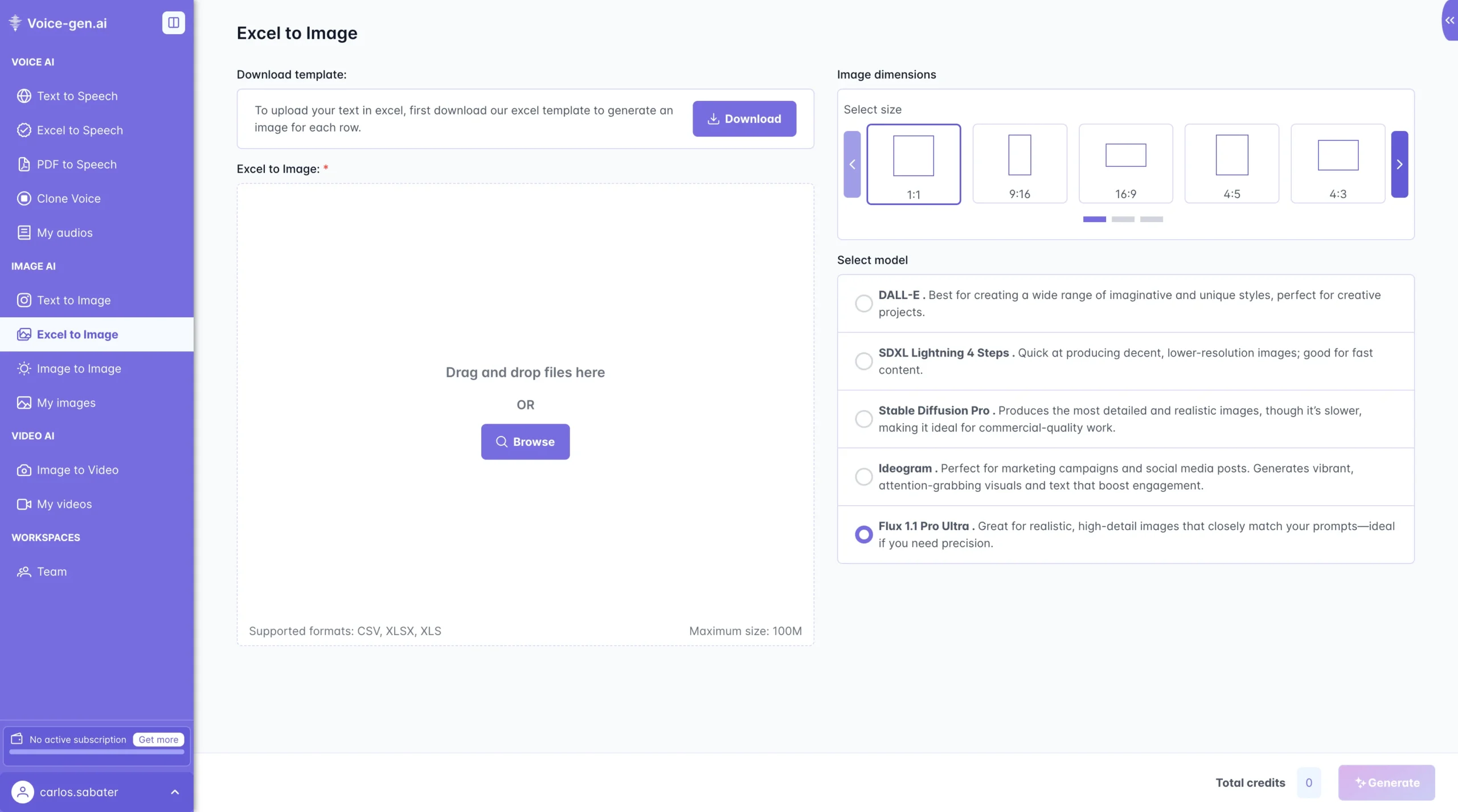 VoiceGenAI - AI Visuals Generator Excel To Image Convertor