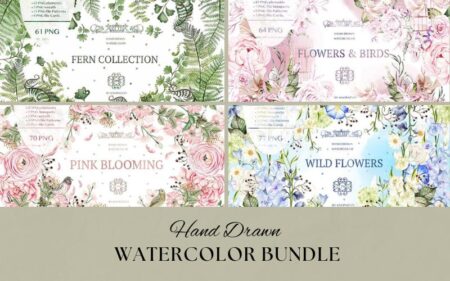 Hand-drawn watercolor bundle