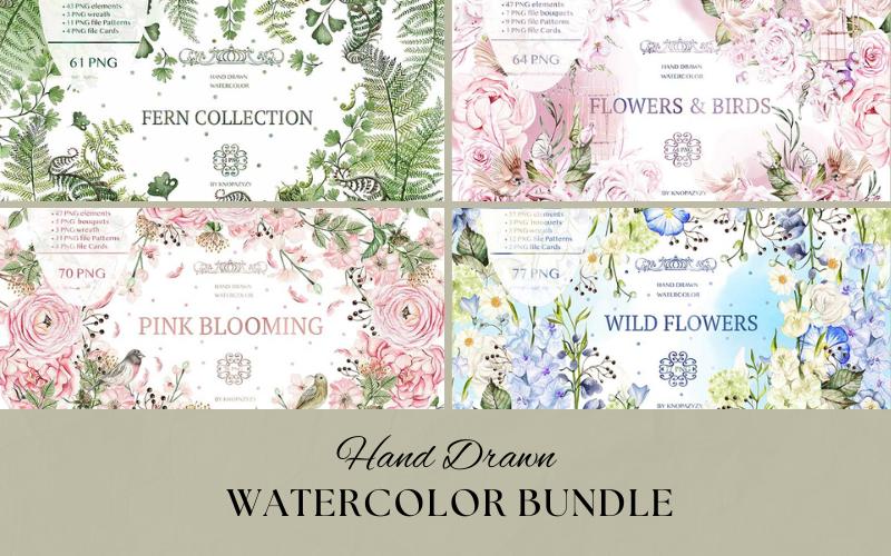Hand-drawn watercolor bundle