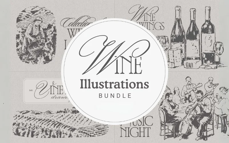 Wine Illustrations Bundle Feature Image