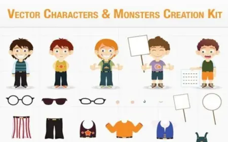 Vector characters and monsters creation kit preview