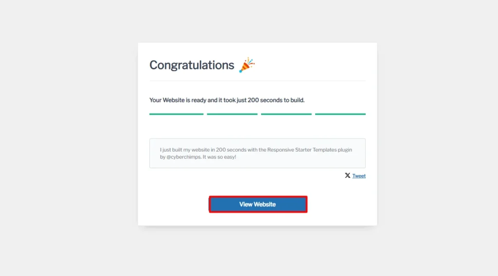 clicking on view website