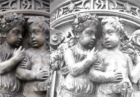 Free Engraving Effect Photoshop Action used on greek kids moument
