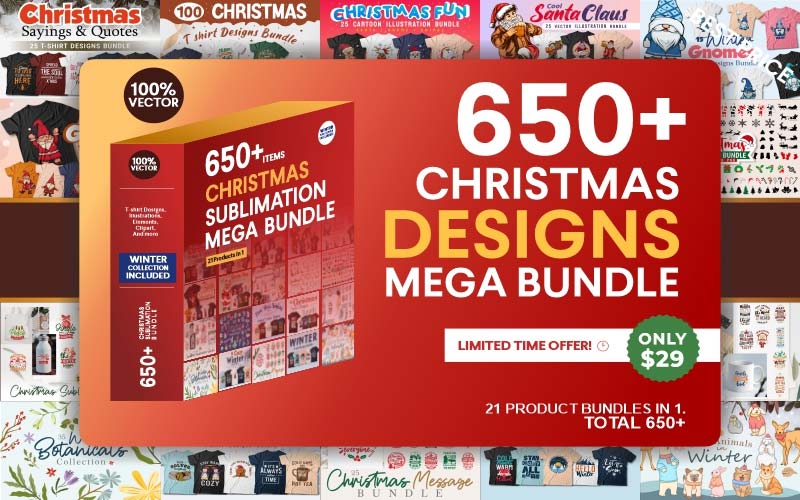 650+ Christmas Designs Bundle Feature Image