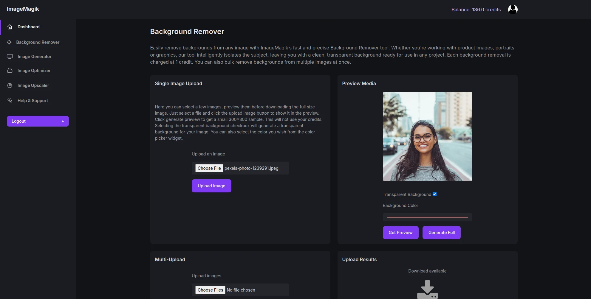 ImageMagic Background Remover UI