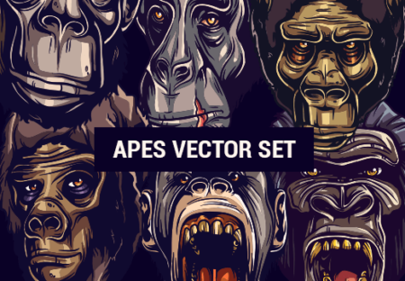 8 Apes Vector Set Feature Image