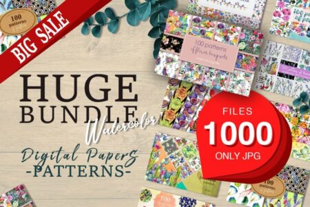 1000 Digital Paper Designs Bundle