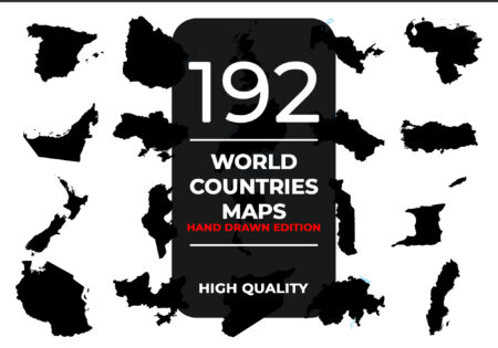 192 world countries maps: hand drawn edition