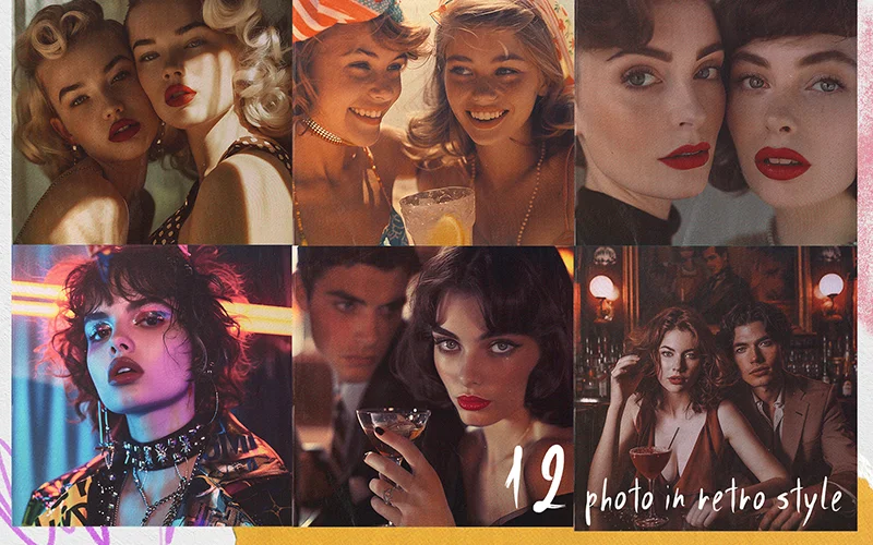 Collage cutout images - retro photos