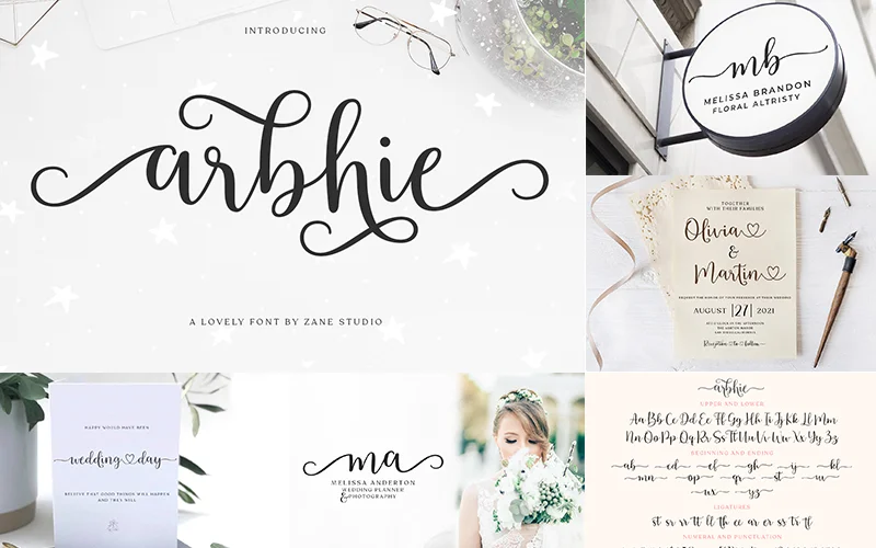 Script Font Bundle fonts collage