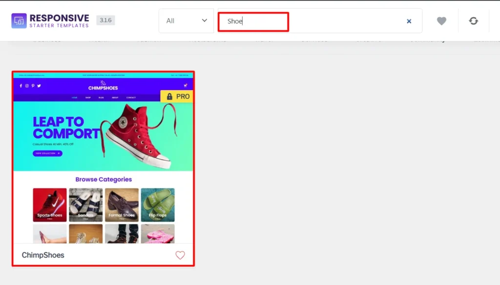 search shoe template