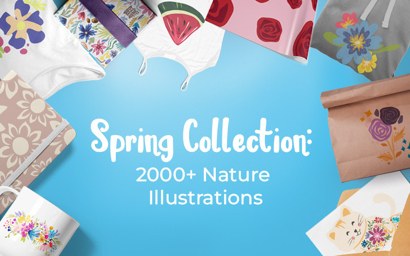 Spring Collection: 2000+ Nature Illustrations Feature Image