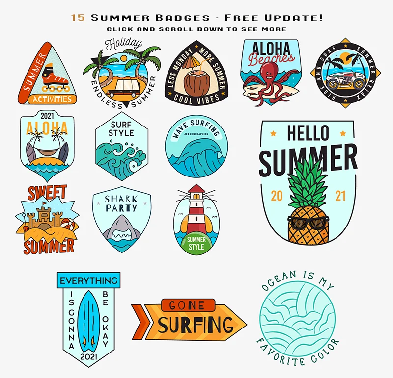 Summer Camp Badges Graphics Included In This Bundle