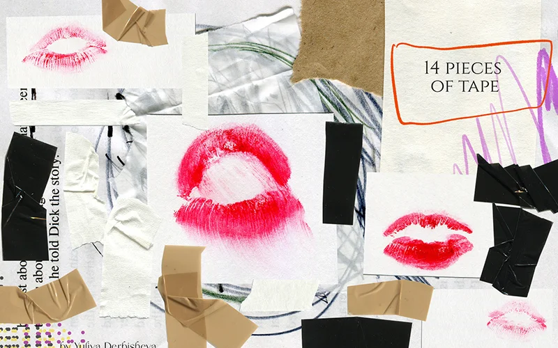 Collage cutout images - tape pieces included