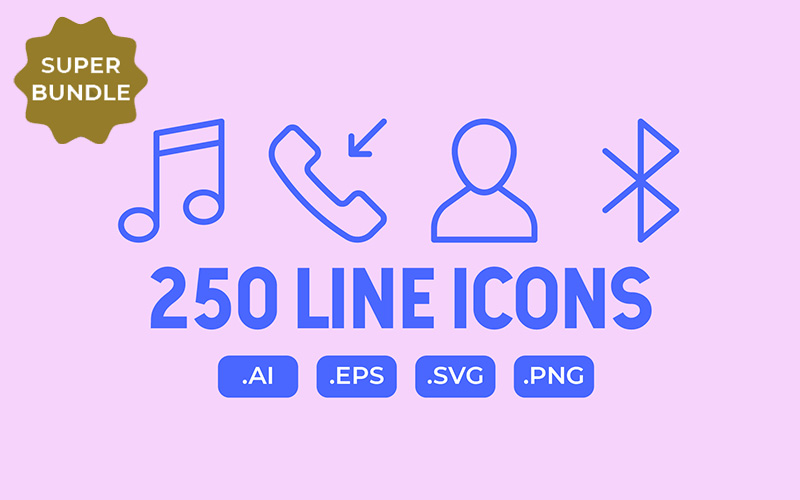 250 User Interface Line Icons Feature Image