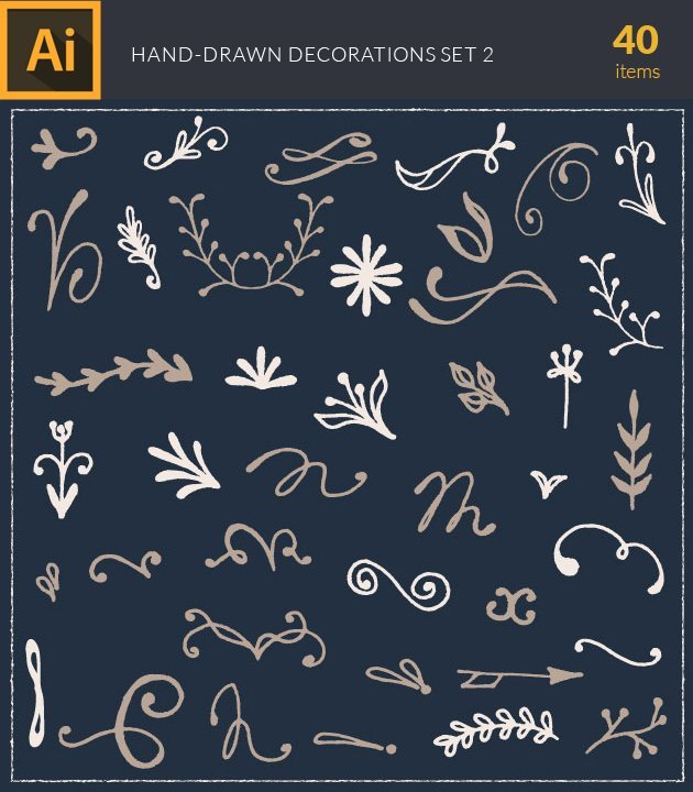 vector-hand-drawn-decorations-vintage-vector-set-2