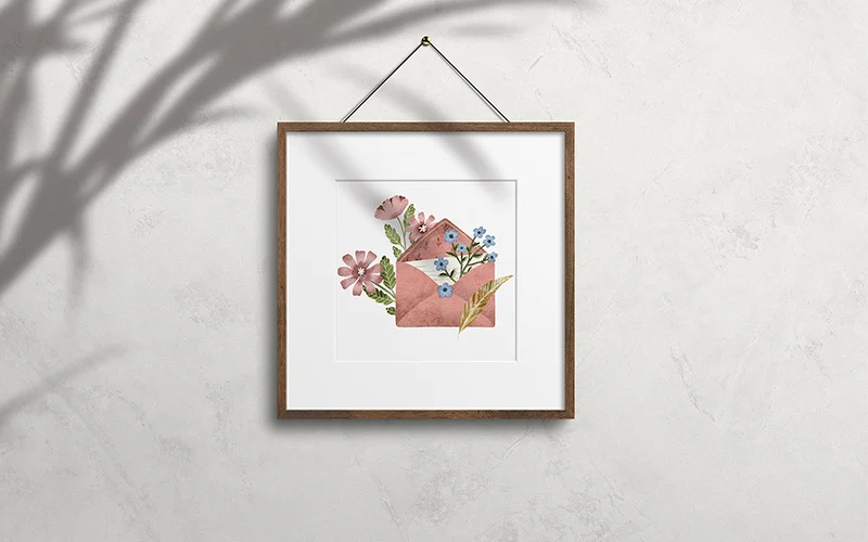 letter card illustrations flloral frame