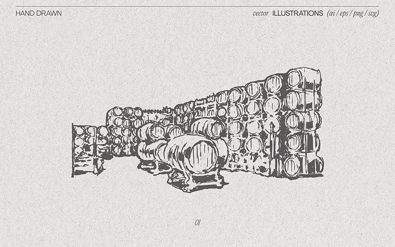 wine barrel drawings preview