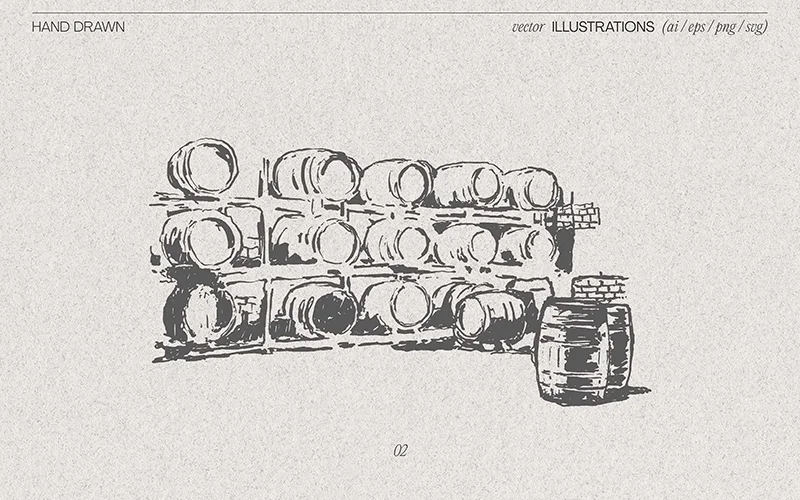 wine barrel drawings
