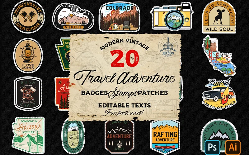 Retro stickers Adventure Patches