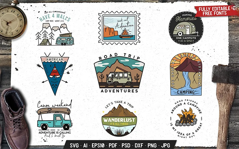 Travel Adventure Stickers Designs
