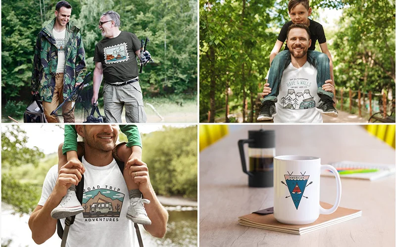 Travel Adventure Stickers Designs Mockups Preview